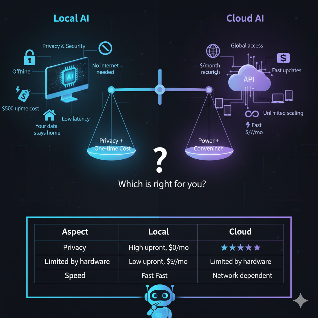 Local AI vs Cloud AI - Privacy vs Power Comparison